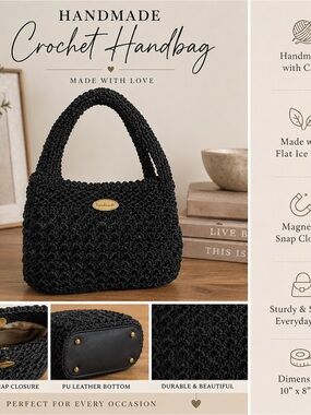 Crochet Handbag - Black